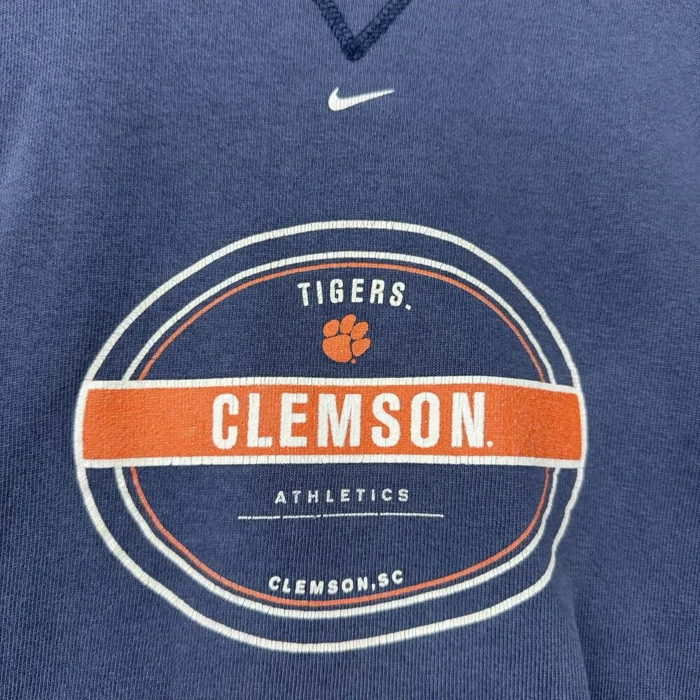 Vintage‎ 90s Clemson Tigers Sweatshirt Men's Medium Blue Crew Neck Pullover Nike